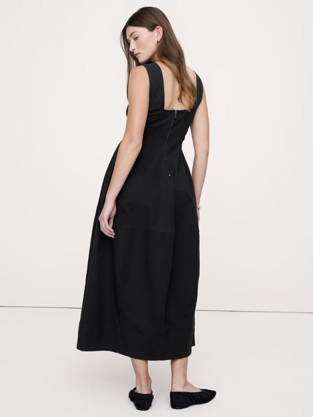 NWT Banana Republic sz 12 Stretch Cotton Barrel Midi Dress Fit & Flare - Picture 2 of 8